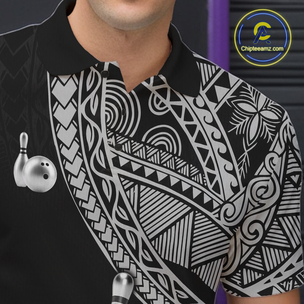 Black and White Tribal Pattern Bowling Jersey Bowling Uniform Bowling Team Shirts