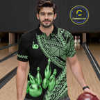 Black and Green Tribal Pattern Bowling Jersey Bowling Uniform Bowling Team Shirts