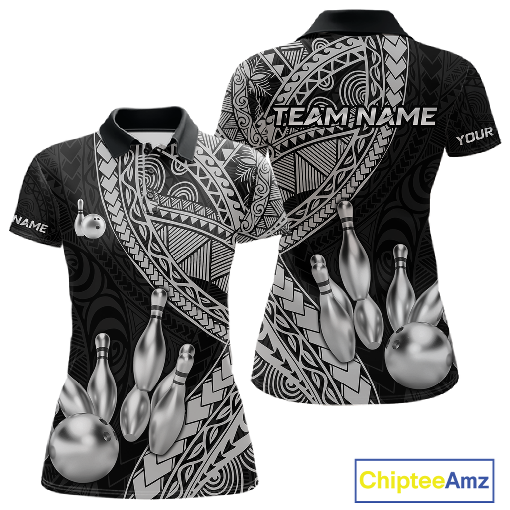 Black and White Tribal Pattern Bowling Jersey Bowling Uniform Bowling Team Shirts