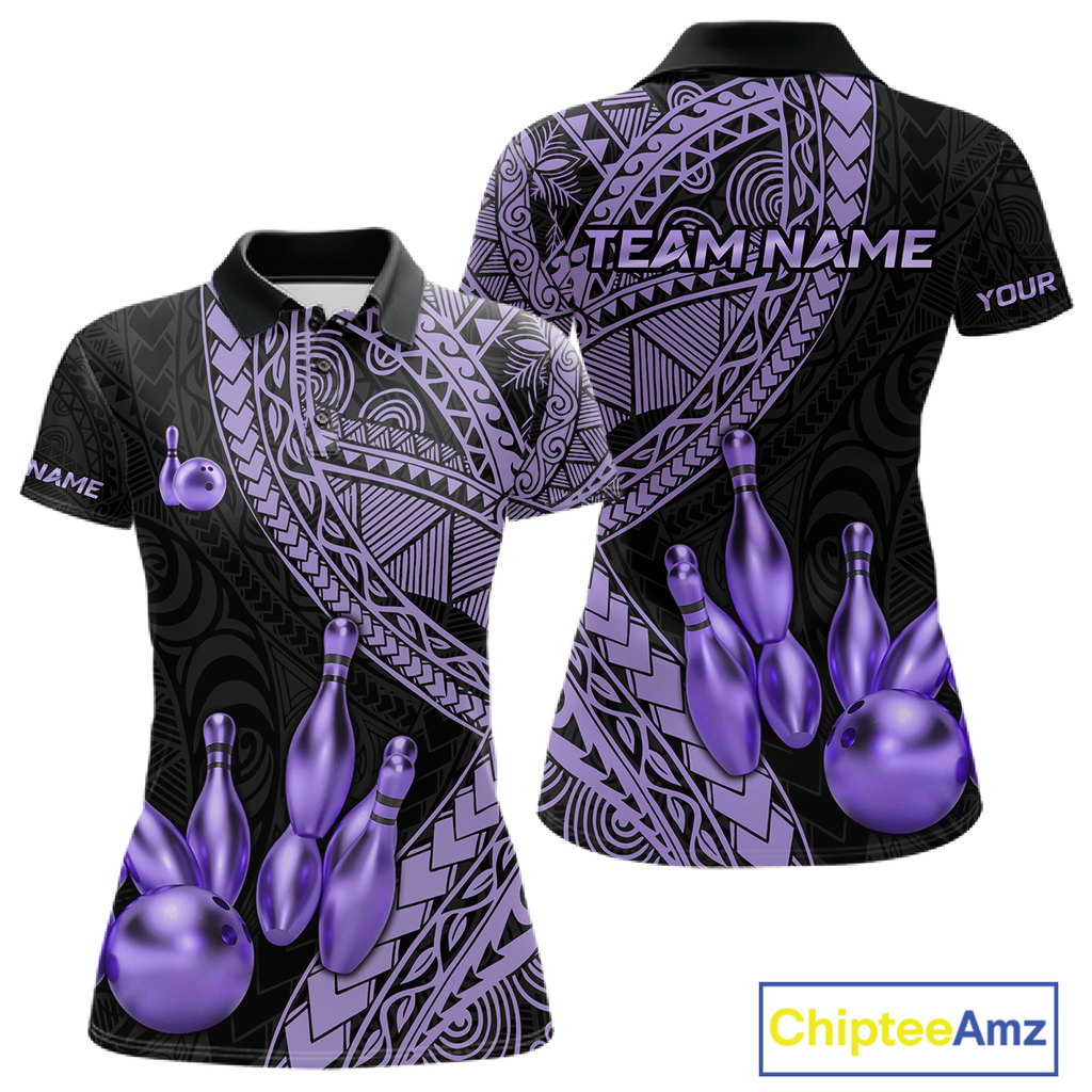 Black and Purple Tribal Pattern Bowling Jersey Bowling Uniform Bowling Team Shirts
