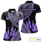 Black and Purple Tribal Pattern Bowling Jersey Bowling Uniform Bowling Team Shirts