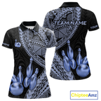 Black and Blue Tribal Pattern Bowling Jersey Bowling Uniform Bowling Team Shirts