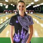 Black and Purple Tribal Pattern Bowling Jersey Bowling Uniform Bowling Team Shirts