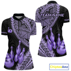 Black and Purple Tribal Pattern Bowling Jersey Bowling Uniform Bowling Team Shirts