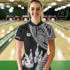 Black and White Tribal Pattern Bowling Jersey Bowling Uniform Bowling Team Shirts