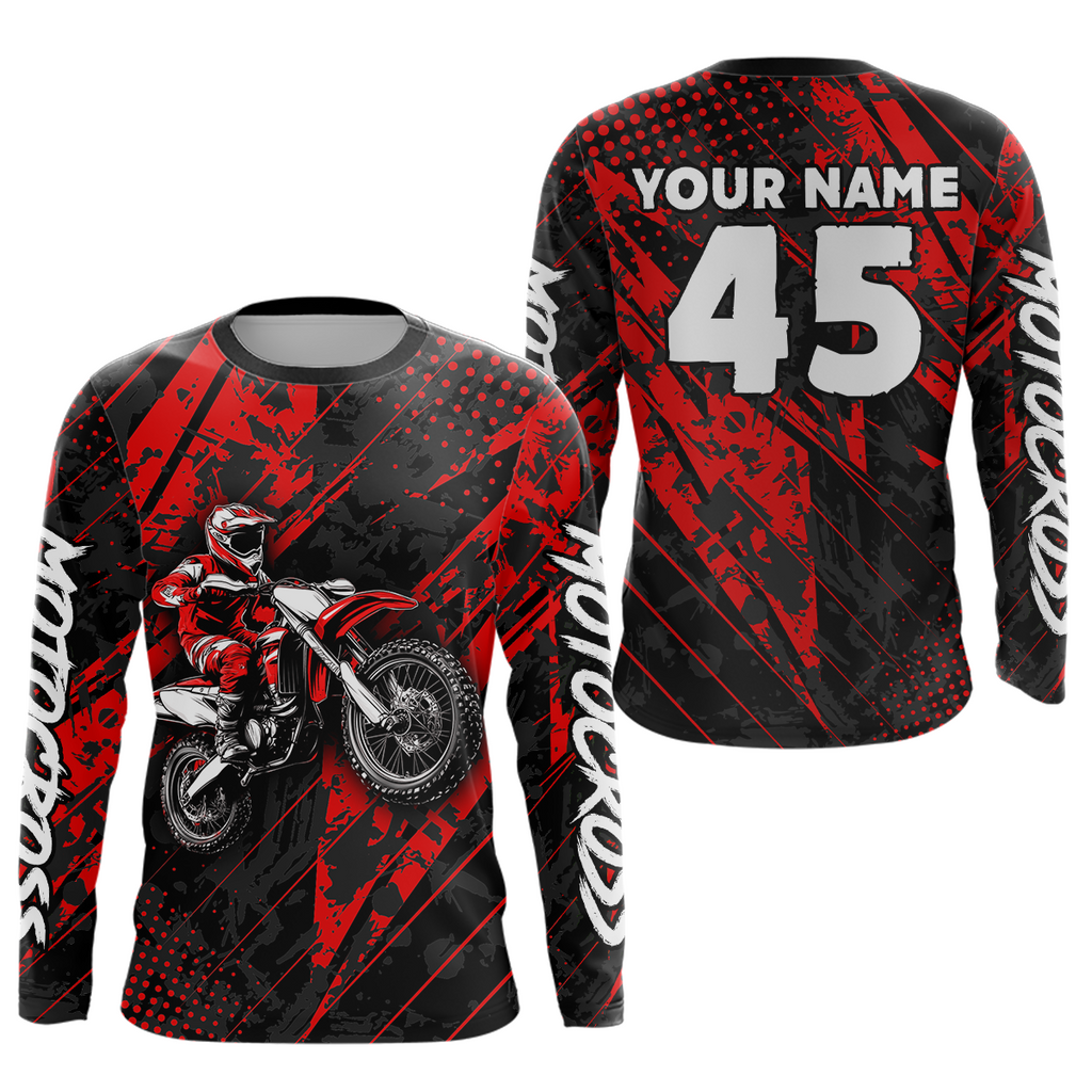 Custom Red Motocross Jersey Adult Dirt Bike Off-Road Shirt Motorcycle Shirt Upf30+