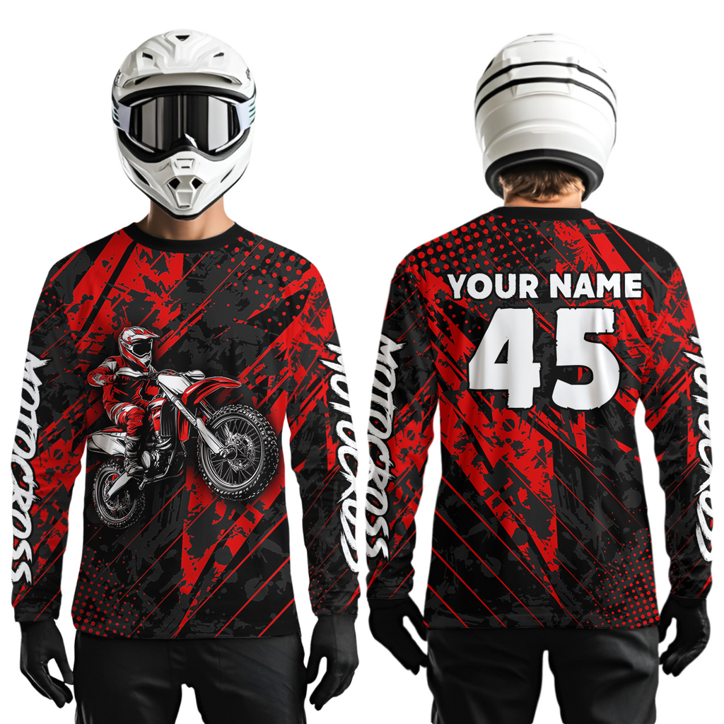 Custom Red Motocross Jersey Adult Dirt Bike Off-Road Shirt Motorcycle Shirt Upf30+