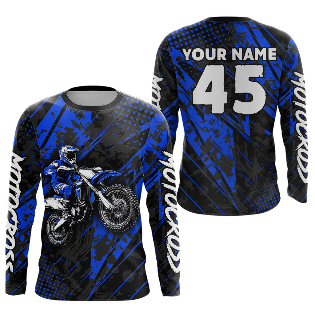 Custom Blue Motocross Jersey Adult Dirt Bike Off-Road Shirt Motorcycle Shirt Upf30+