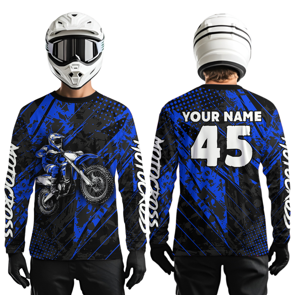 Custom Blue Motocross Jersey Adult Dirt Bike Off-Road Shirt Motorcycle Shirt Upf30+