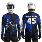 Custom Blue Motocross Jersey Adult Dirt Bike Off-Road Shirt Motorcycle Shirt Upf30+