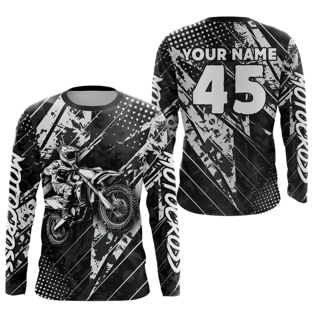 Custom Black Motocross Jersey Adult Dirt Bike Off-Road Shirt Motorcycle Shirt Upf30+
