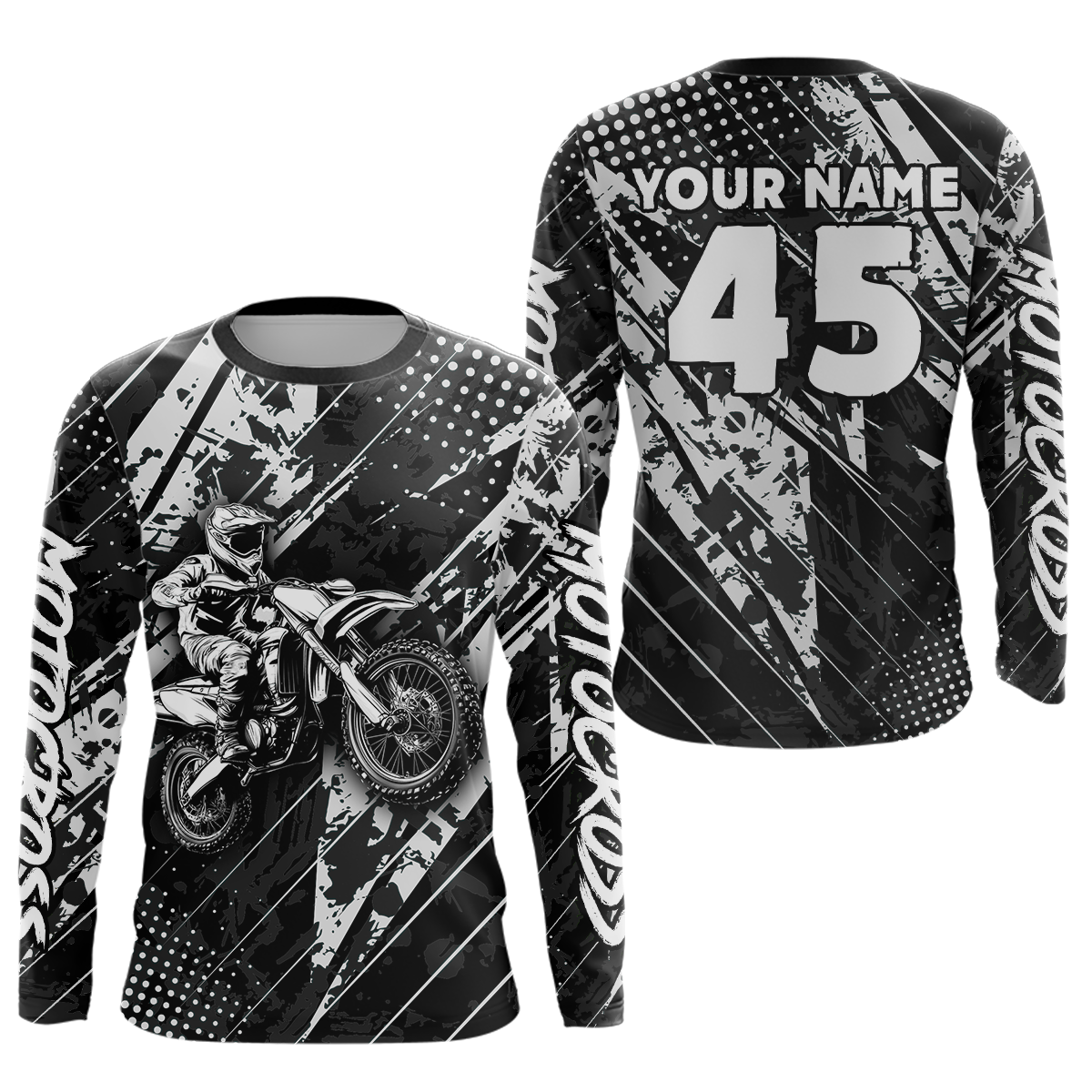Custom Black Motocross Jersey Adult Dirt Bike Off-Road Shirt Motorcycle Shirt Upf30+
