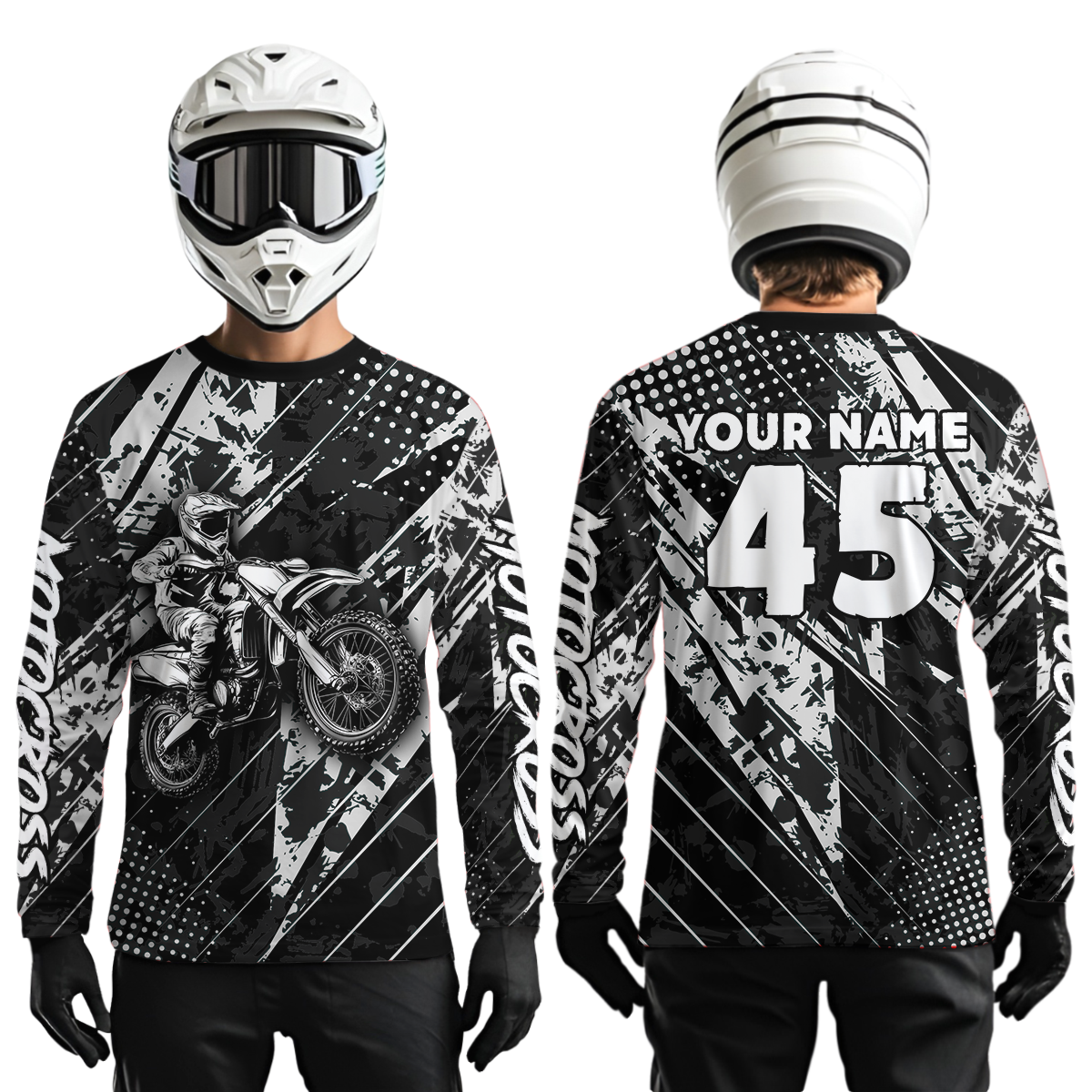 Custom Black Motocross Jersey Adult Dirt Bike Off-Road Shirt Motorcycle Shirt Upf30+