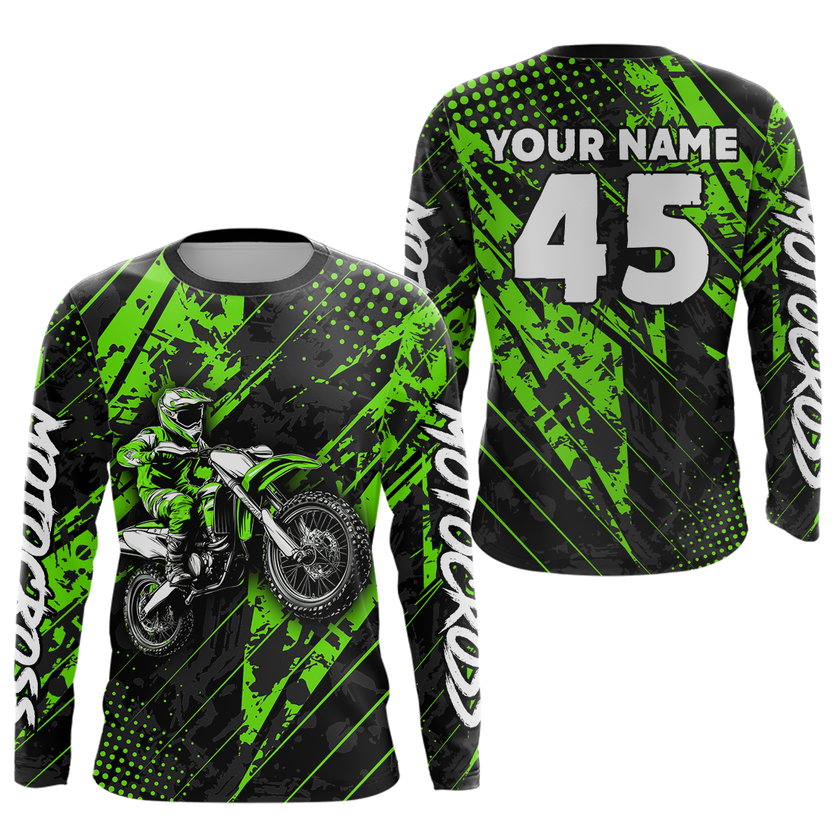 Custom Green Motocross Jersey Adult Dirt Bike Off-Road Shirt Motorcycle Shirt Upf30+