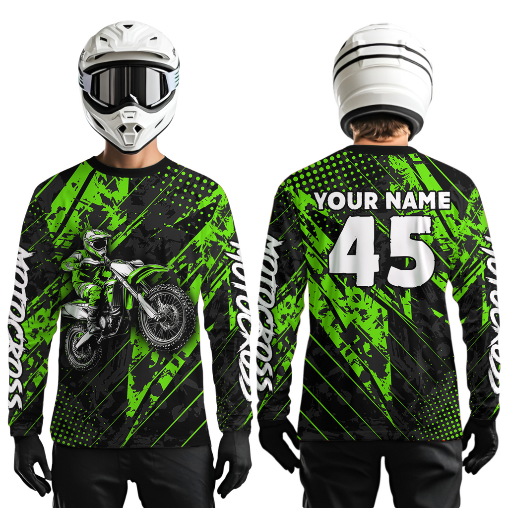 Custom Green Motocross Jersey Adult Dirt Bike Off-Road Shirt Motorcycle Shirt Upf30+