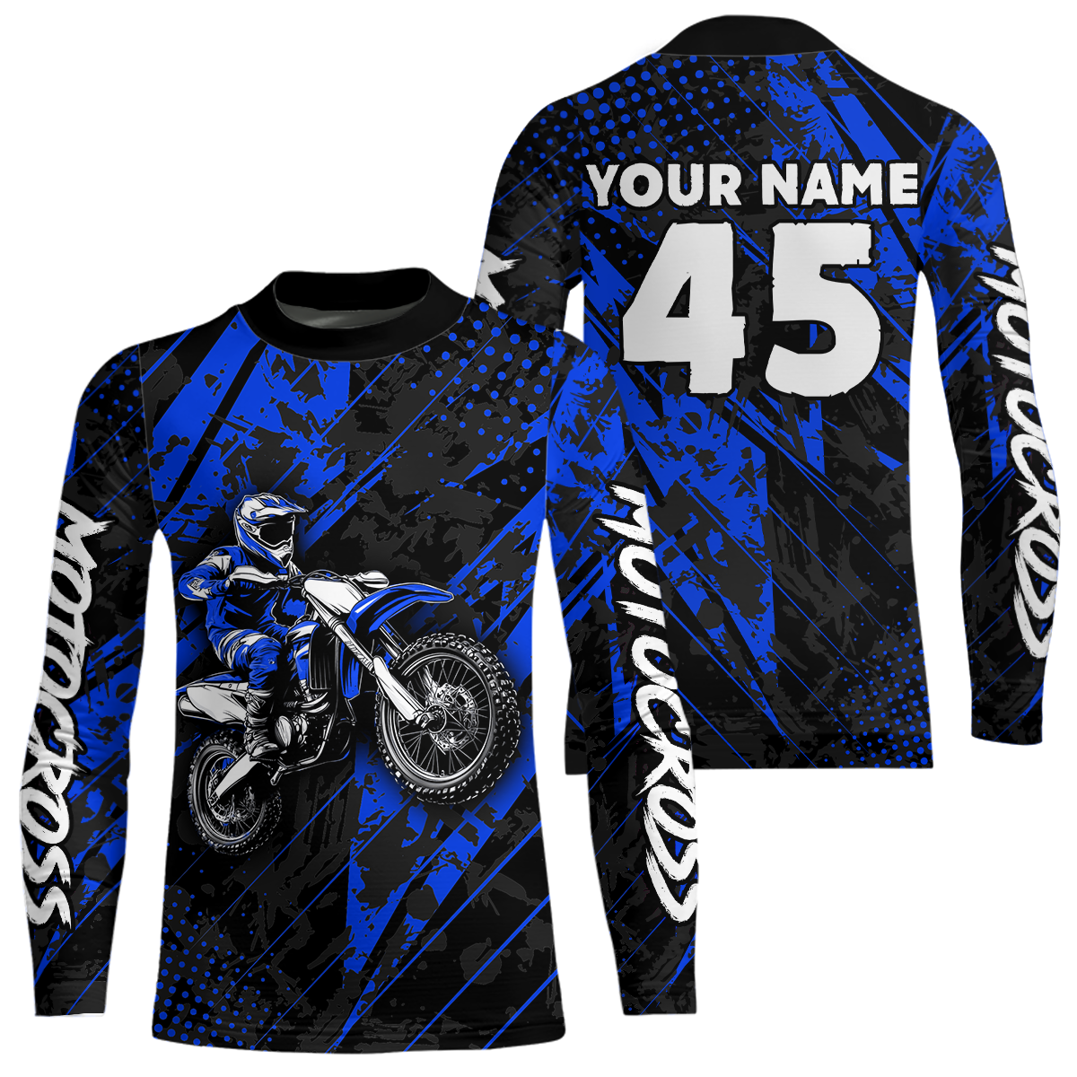 Custom Blue Motocross Jersey Adult Dirt Bike Off-Road Shirt Motorcycle Shirt Upf30+