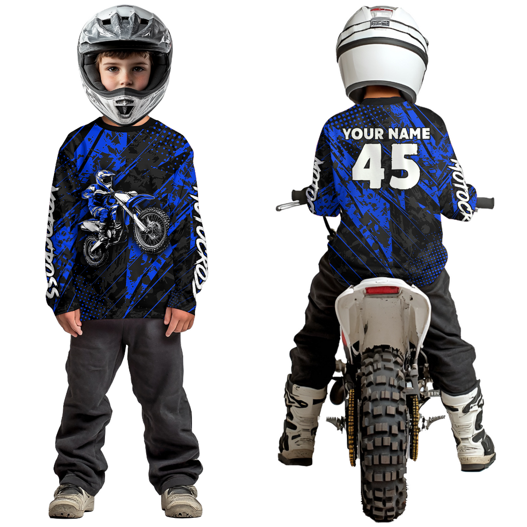 Custom Blue Motocross Jersey Adult Dirt Bike Off-Road Shirt Motorcycle Shirt Upf30+