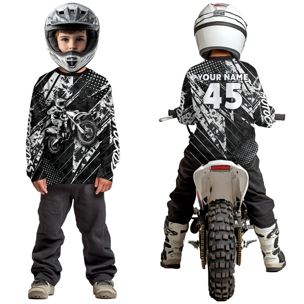 Custom Black Motocross Jersey Adult Dirt Bike Off-Road Shirt Motorcycle Shirt Upf30+