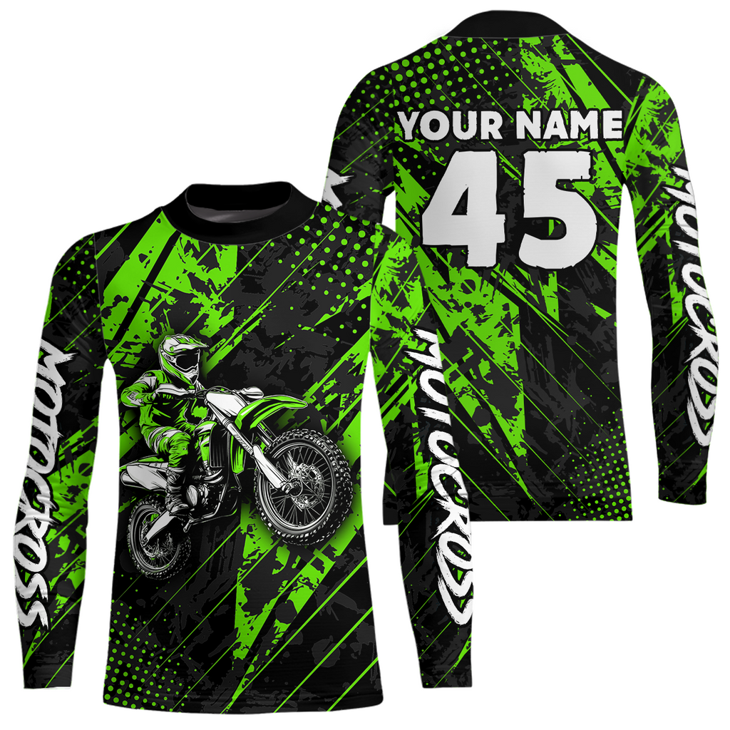 Custom Green Motocross Jersey Adult Dirt Bike Off-Road Shirt Motorcycle Shirt Upf30+