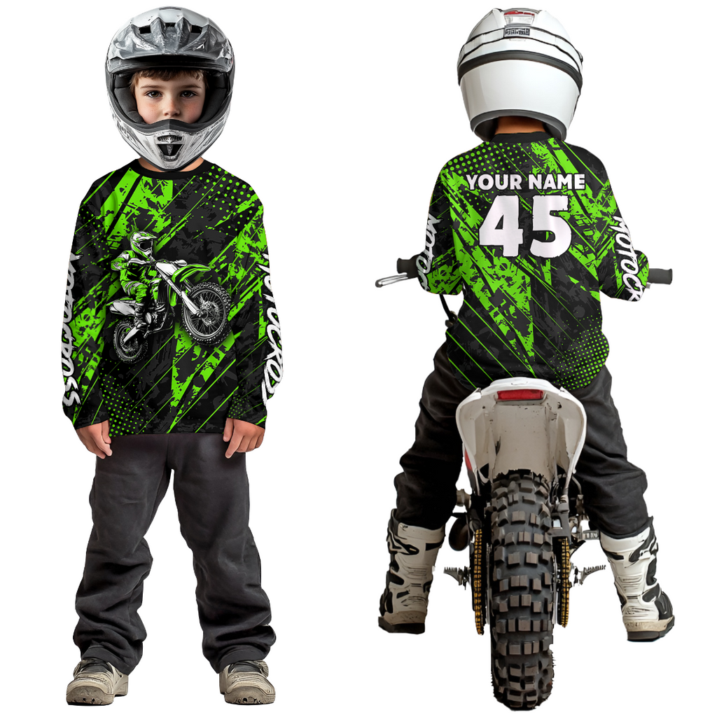 Custom Green Motocross Jersey Adult Dirt Bike Off-Road Shirt Motorcycle Shirt Upf30+