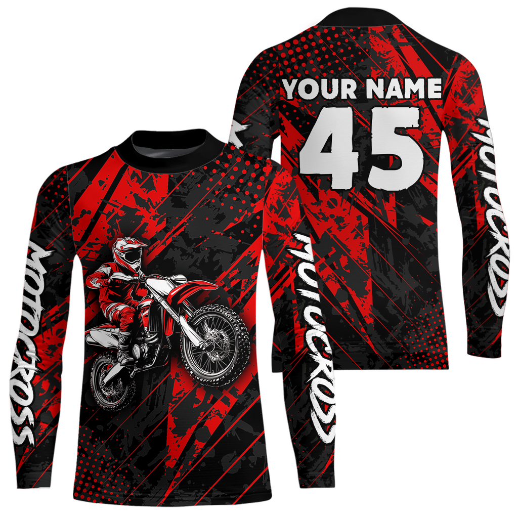 Custom Red Motocross Jersey Adult Dirt Bike Off-Road Shirt Motorcycle Shirt Upf30+