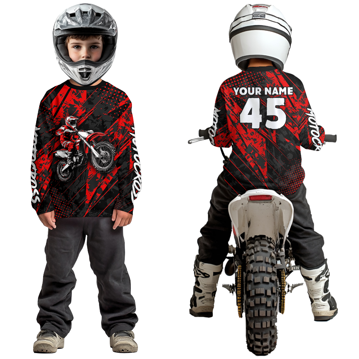 Custom Red Motocross Jersey Adult Dirt Bike Off-Road Shirt Motorcycle Shirt Upf30+