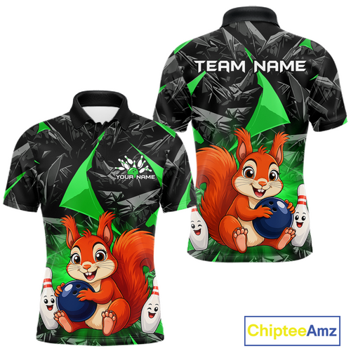 Funny Green Squirrel Custom Bowling Jersey Bowling Team Shirts Bowling League