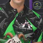 Custom Green Funny Goat Bowling Team Shirts Bowling Jerseys Bowling League with Team