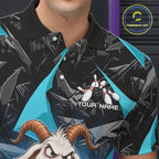 Custom Turquoise Funny Goat Bowling Team Shirts Bowling Jerseys Bowling League with Team