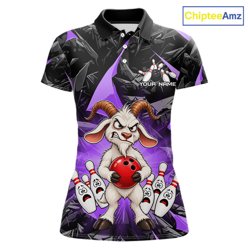 Custom Purple Funny Goat Bowling Team Shirts Bowling Jerseys Bowling League with Team