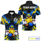 Custom Blue And Yellow Funny Duck Bowling Team Shirts Bowling Tournament for Bowler