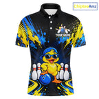 Custom Blue And Yellow Funny Duck Bowling Team Shirts Bowling Tournament for Bowler