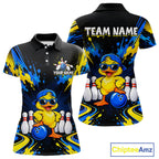 Custom Blue And Yellow Funny Duck Bowling Team Shirts Bowling Tournament for Bowler