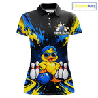 Custom Blue And Yellow Funny Duck Bowling Team Shirts Bowling Tournament for Bowler