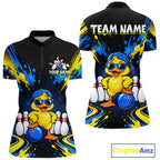 Custom Blue And Yellow Funny Duck Bowling Team Shirts Bowling Tournament for Bowler