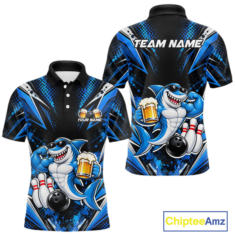 Custom Funny Beer Shark Bowling Shirts, Bowling Team Jersey Bowling Tournament