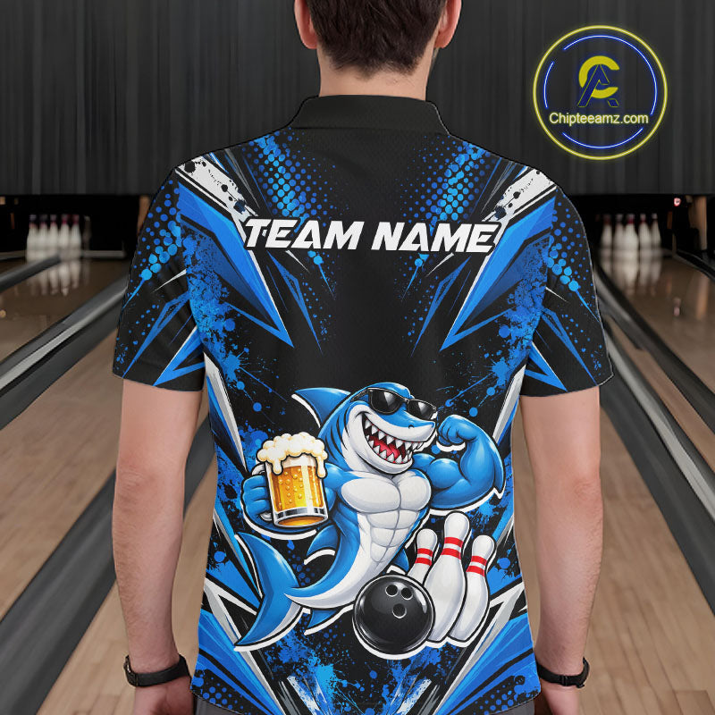 Custom Funny Beer Shark Bowling Shirts, Bowling Team Jersey Bowling Tournament