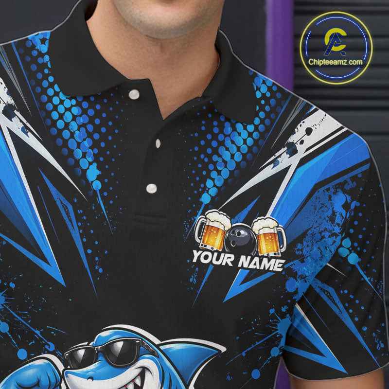 Custom Funny Beer Shark Bowling Shirts, Bowling Team Jersey Bowling Tournament