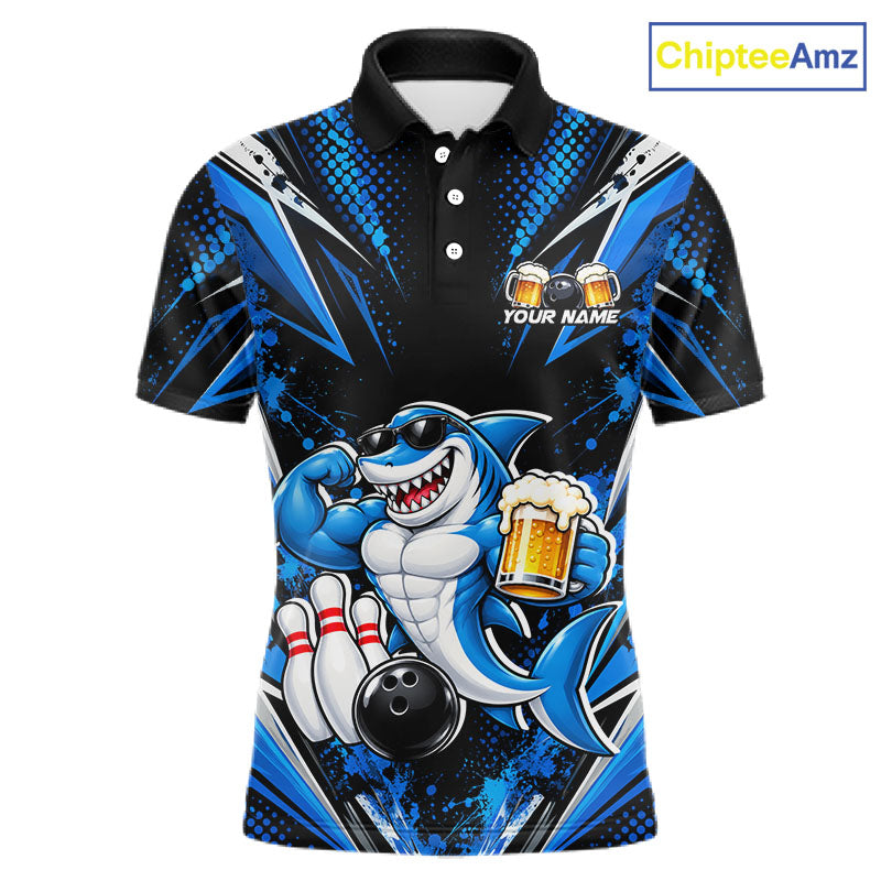 Custom Funny Beer Shark Bowling Shirts, Bowling Team Jersey Bowling Tournament
