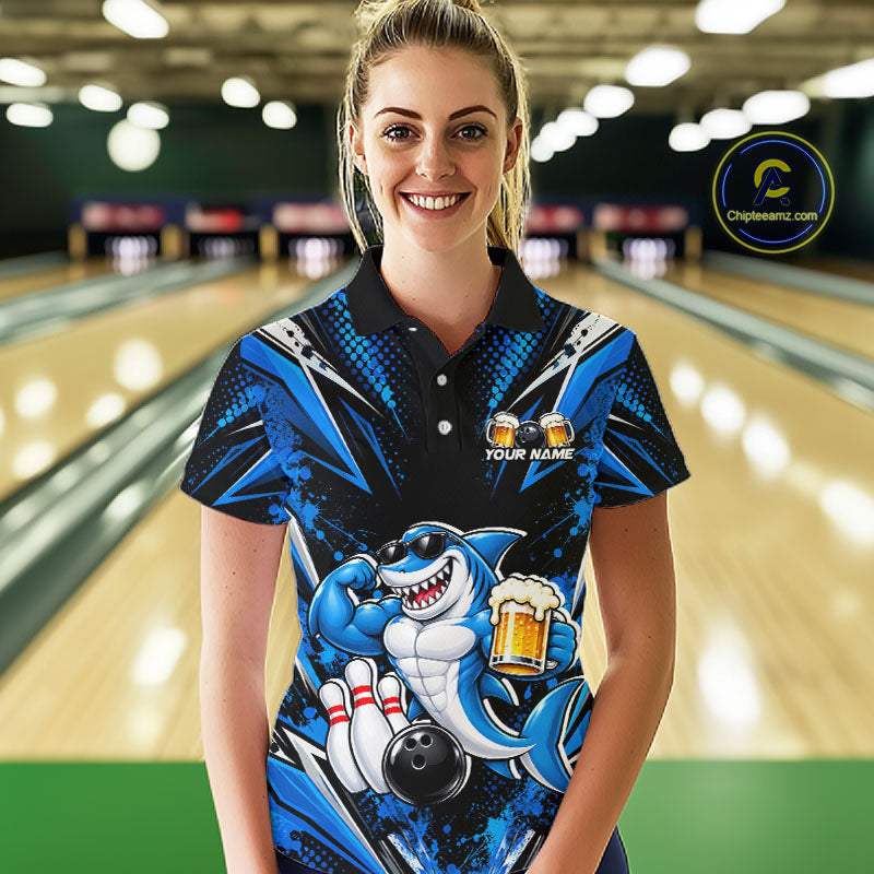 Custom Funny Beer Shark Bowling Shirts, Bowling Team Jersey Bowling Tournament