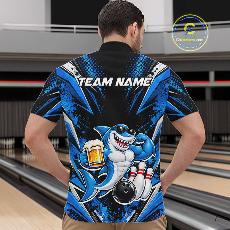 Custom Funny Beer Shark Bowling Shirts, Bowling Team Jersey Bowling Tournament