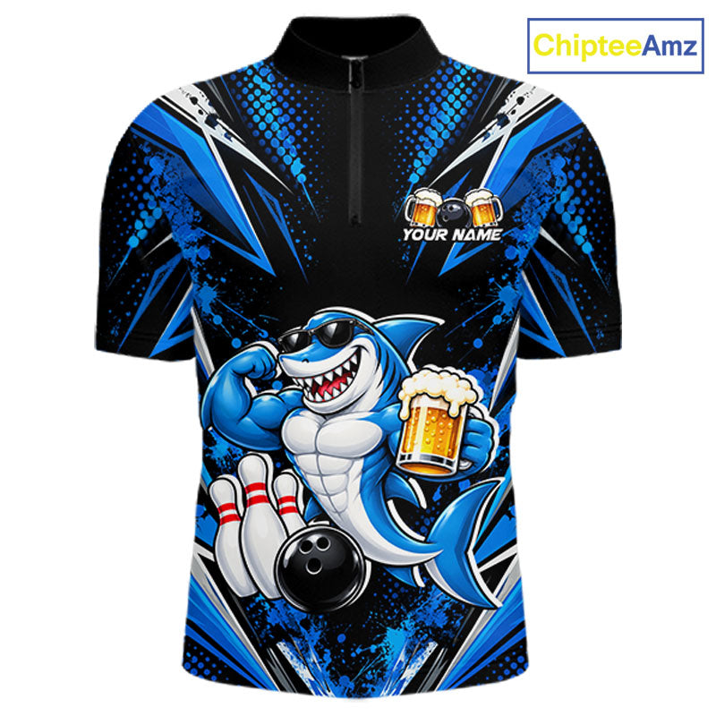 Custom Funny Beer Shark Bowling Shirts, Bowling Team Jersey Bowling Tournament