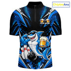 Custom Funny Beer Shark Bowling Shirts, Bowling Team Jersey Bowling Tournament