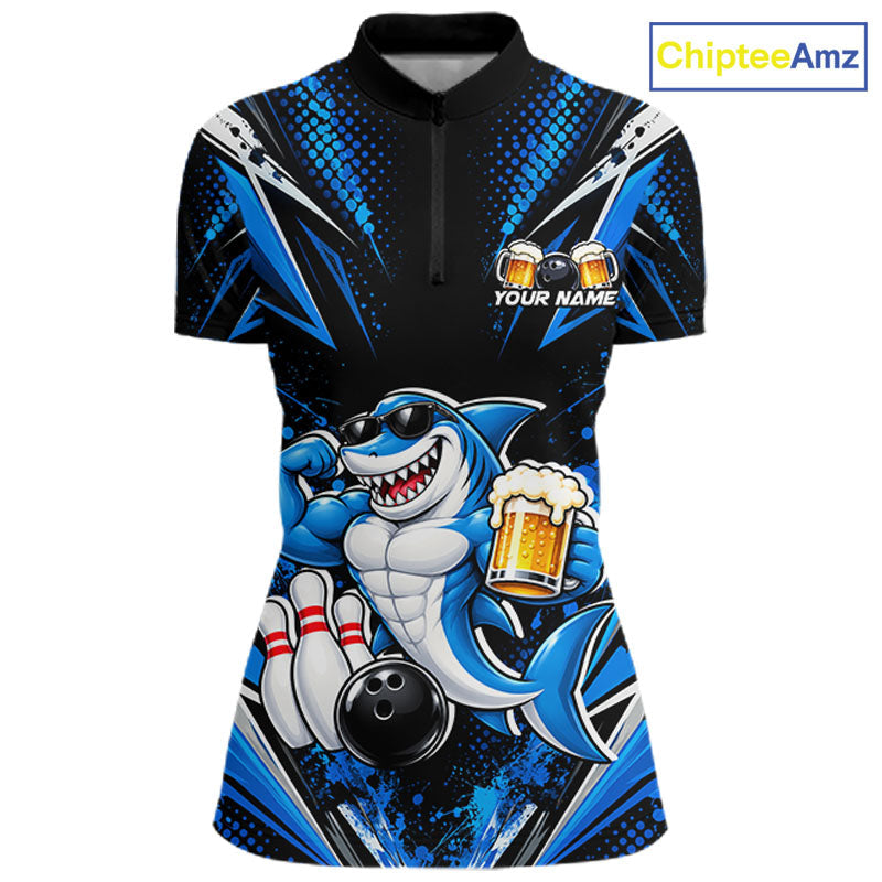 Custom Funny Beer Shark Bowling Shirts, Bowling Team Jersey Bowling Tournament