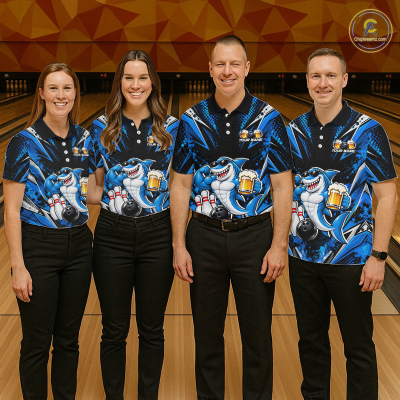 Custom Funny Beer Shark Bowling Shirts, Bowling Team Jersey Bowling Tournament