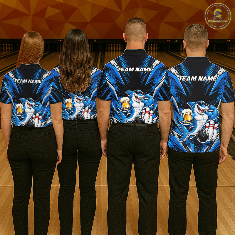 Custom Funny Beer Shark Bowling Shirts, Bowling Team Jersey Bowling Tournament