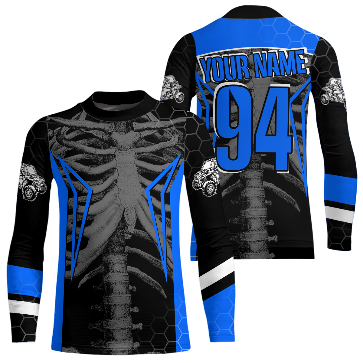 Custom Blue Cool Bone Side by Side Shirts UTV Racing Jersey Motocross Jersey +