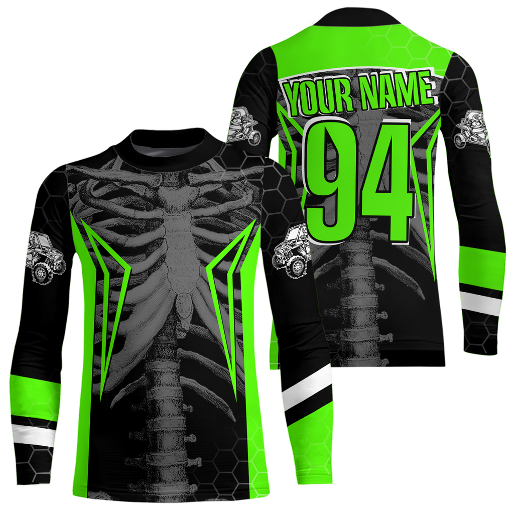 Custom Green Cool Bone Side by Side Shirts UTV Racing Jersey Motocross Jersey +