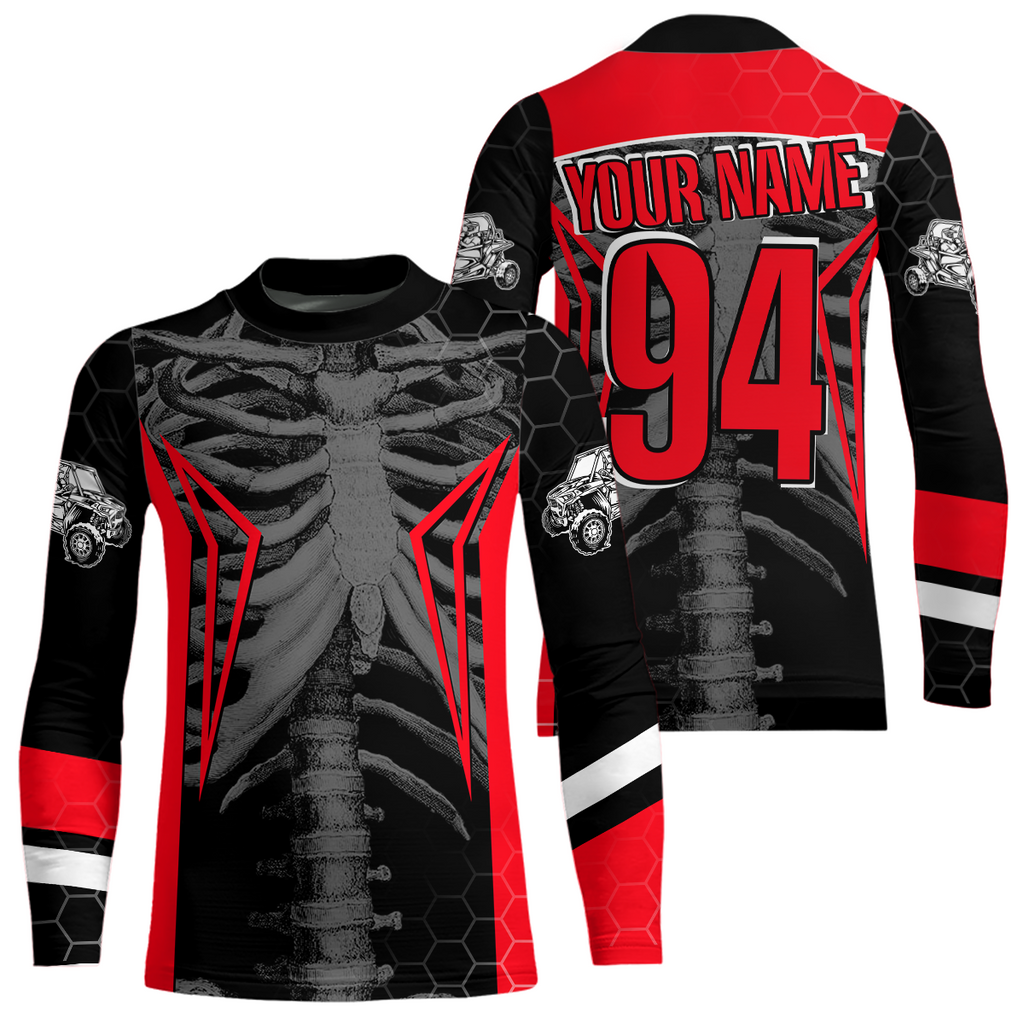 Custom Red Cool Bone Side by Side Shirts UTV Racing Jersey Motocross Jersey +