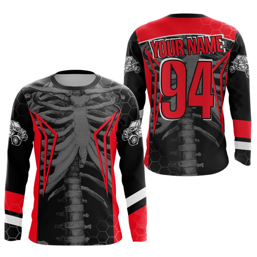 Custom Red Cool Bone Side by Side Shirts UTV Racing Jersey Motocross Jersey +